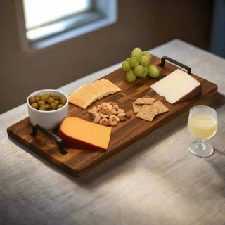 Wood Tray w/ Metal Handle -  Large