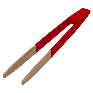 Magnetic Bamboo Toast Tong - Red - La Cuisine