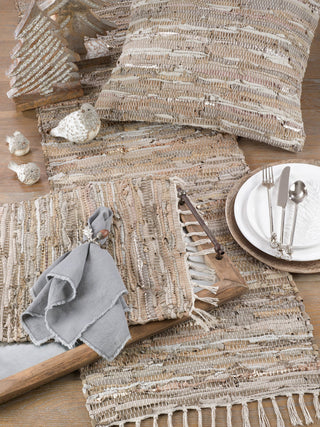 Leather Chindi Runner - Natural 16"x108"