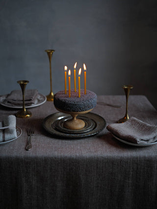 Linen Tablecloth Choco Chevron, Herringbone Weave : 52 x 108 - La Cuisine