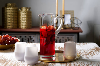 Opal Cylinder Pitcher with White Handle, 64 oz. - La Cuisine