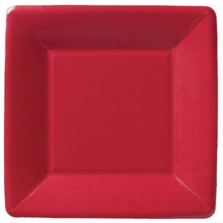 Classic Linen Red 7" Square Paper Plates pkg/8 - La Cuisine
