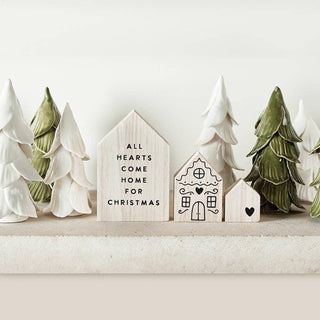 Handmade Christmas Trees, White Ceramic Set/2