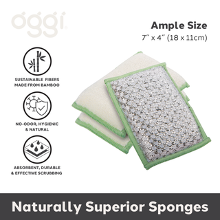Set of 3 Bambou Sponges with Scrub: Gray