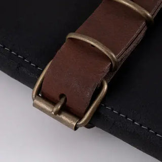 Vintage Leather 7 Pocket Knife Roll - Black