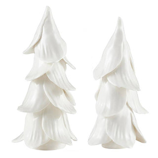 Handmade Christmas Trees, White Ceramic Set/2