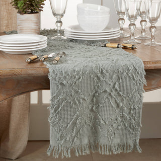 Fringe Waffle Weave Runner: Natural / 16"x90"