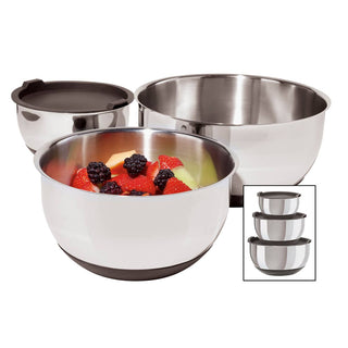 Stainless Steel Bowls w/ Silicone Bases, Set/3 - La Cuisine