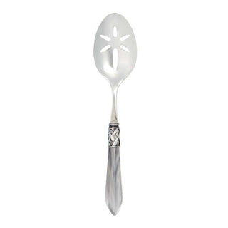 Aladdin Antique Light Gray Slotted Serving Spoon - La Cuisine