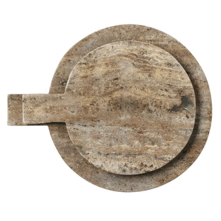 Stassi Gray Travertine Round Serving Board, Set/2 - La Cuisine