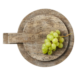 Stassi Gray Travertine Round Serving Board, Set/2 - La Cuisine