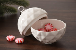 Small Ornament Bowl, White/Silver