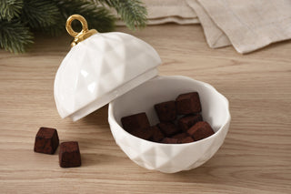 Small Ornament Bowl, White/Gold