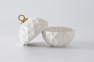 Large Ornament Bowl, White/Gold