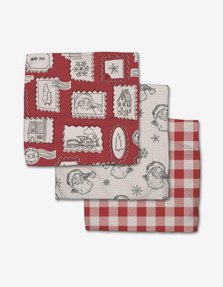 Plaid Floral Christmas Kitchen Tea Towels