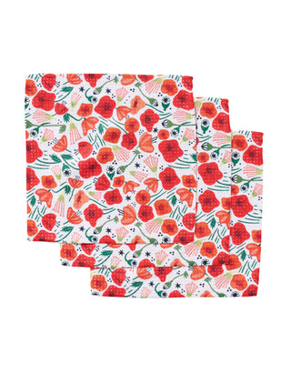 Poppy Power Dish Cloths, S/3