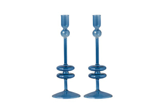 Sapphire Glass Candlesticks Set/2, Medium