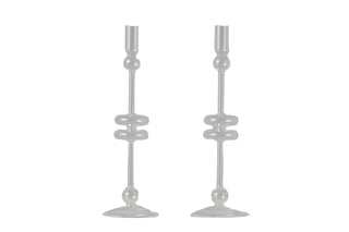 Clear Glass Candlesticks Set/2, Large - La Cuisine