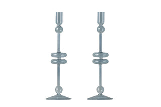 Denim Glass Candlesticks Set/2, Large