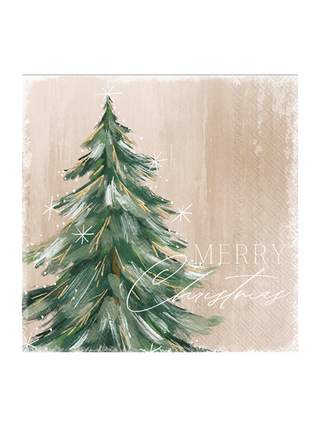 Paper Cocktail Napkins Gilded Painterly Tree Christmas,  Pkg/20 - La Cuisine