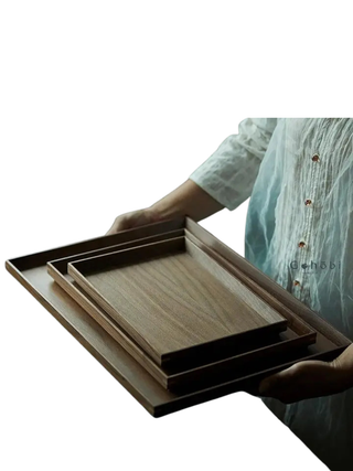 Gohobi Walnut Wooden Serving Tray, Medium - La Cuisine