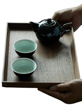 Gohobi Walnut Wooden Serving Tray, Large - La Cuisine