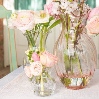 Hibiscus Glass Clear Vertical Fluted Medium Vase - La Cuisine