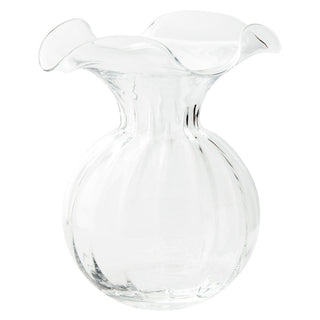Hibiscus Glass Clear Large Fluted Vase - La Cuisine