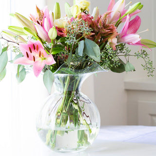 Hibiscus Glass Clear Large Fluted Vase - La Cuisine