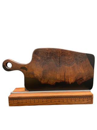 Handled Black Epoxy and Premium Black Walnut Charcuterie Board