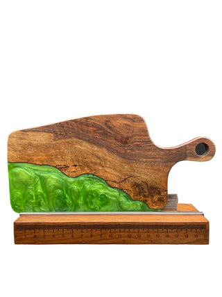 Handled Green Epoxy and Premium Black Walnut Charcuterie Board