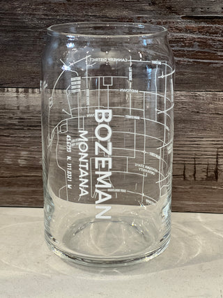 Beer Can Glass, Bozeman MT Map, 16oz