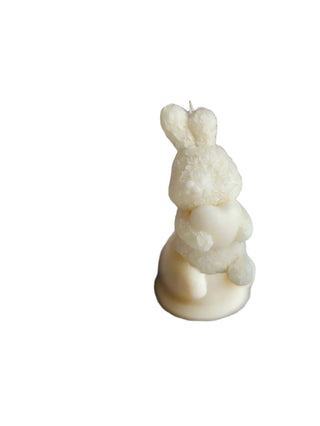 Easter Bunny Egg Candle, Greek Easter Candle Unscented Rose Bunny Holding Heart