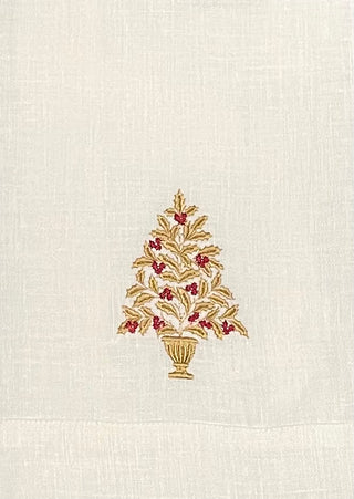 Gold Tree with Red Holly Large Napkin - La Cuisine