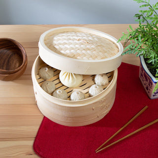 Two Tier Bamboo Steamer, 10"