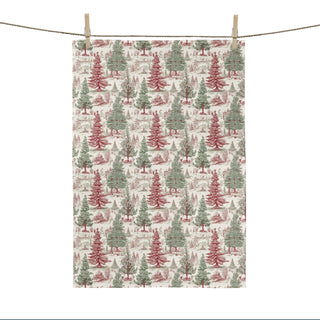 Red Green Toile Holiday Kitchen Towel