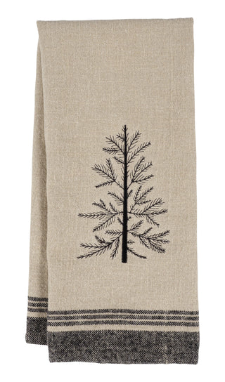 Natural Embroidered Kitchen Towel
