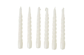 White Twisted Taper Candles, Set/6 - La Cuisine