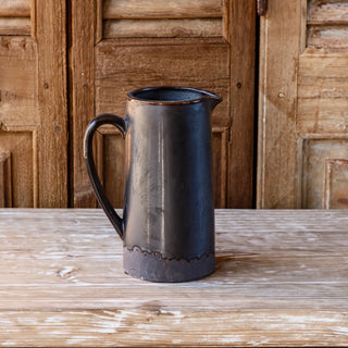 Smoked Glazed Pottery Tall Pitcher Vase - La Cuisine