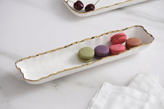 Portofino Cracker Tray, White/Gold - La Cuisine