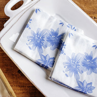 Papersoft Napkins Blue and White Floral Guest Towels, Pkg/20 - La Cuisine