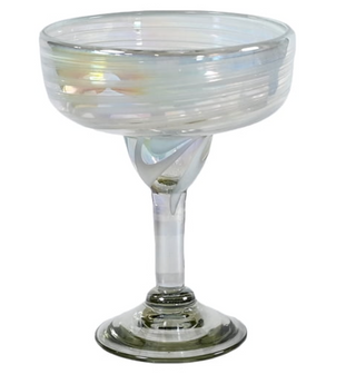 White Swirl Margarita Glass, Set/4 - La Cuisine