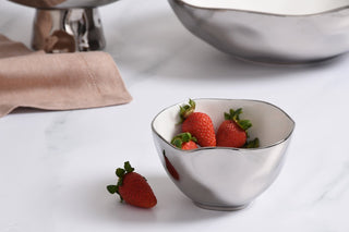 Thin & Simple Small Bowl, White/Titanium - La Cuisine