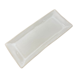 Oblong Stoneware Platter, Small White - La Cuisine