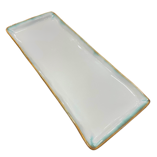 Oblong Stoneware Platter, Mint Green - La Cuisine