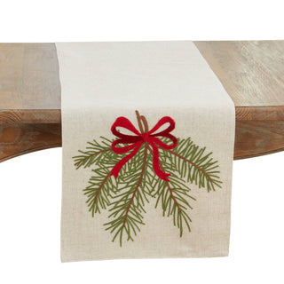 Pine Needle And Bow Table Runner: Natural / 16"x70"