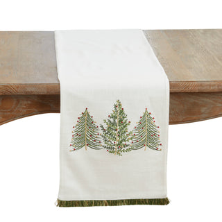 Christmas Trees Table Runner: Ivory / 13"x72"