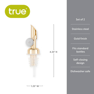 Glide Gold-Finish Weighted Bottle Pourers - Set of 2 - La Cuisine