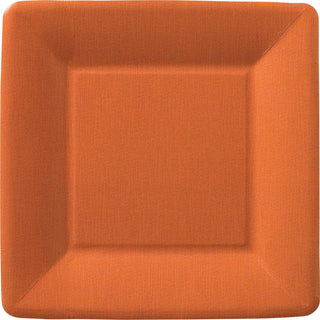Classic Linen Terracotta 7" Square Paper Plates pkg/8 - La Cuisine