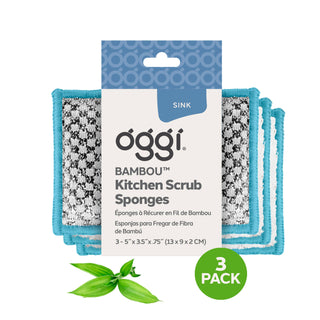 Set of 3 Bambou Sponges with Scrub: Gray